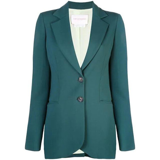 ​Carolina Herrera Longline Suit Jacket in Evergreen