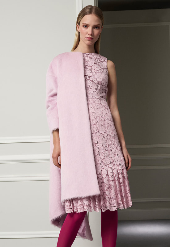 Carolina Herrera pink brushed wool coat FW 2017