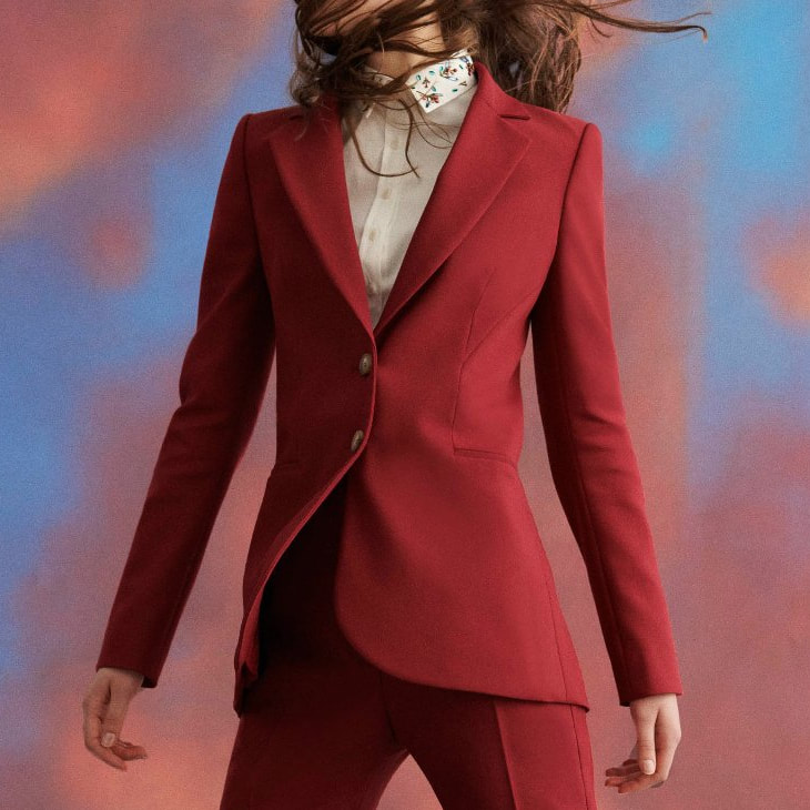 Carolina Herrera Longline Suit Jacket in Red