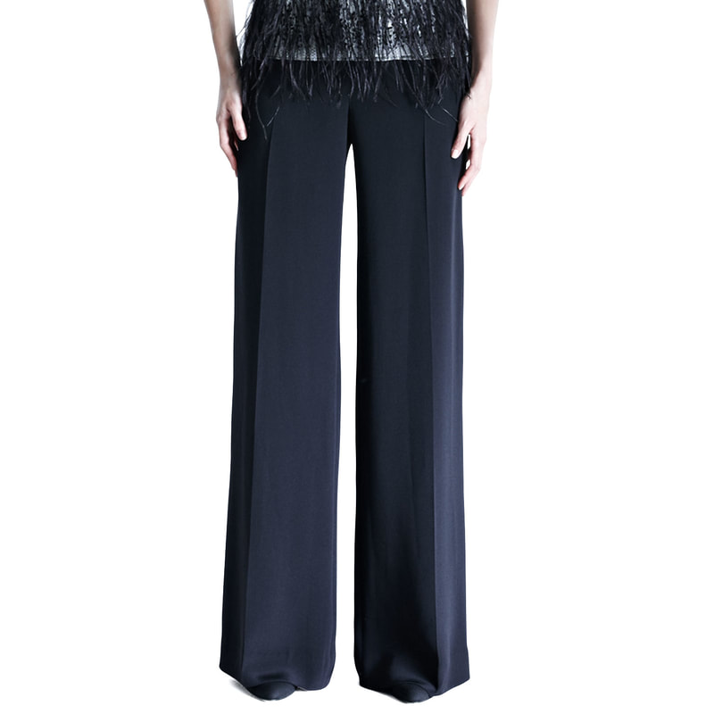 Carolina Herrera Silk Crepe Wide-Leg Trousers in Black
