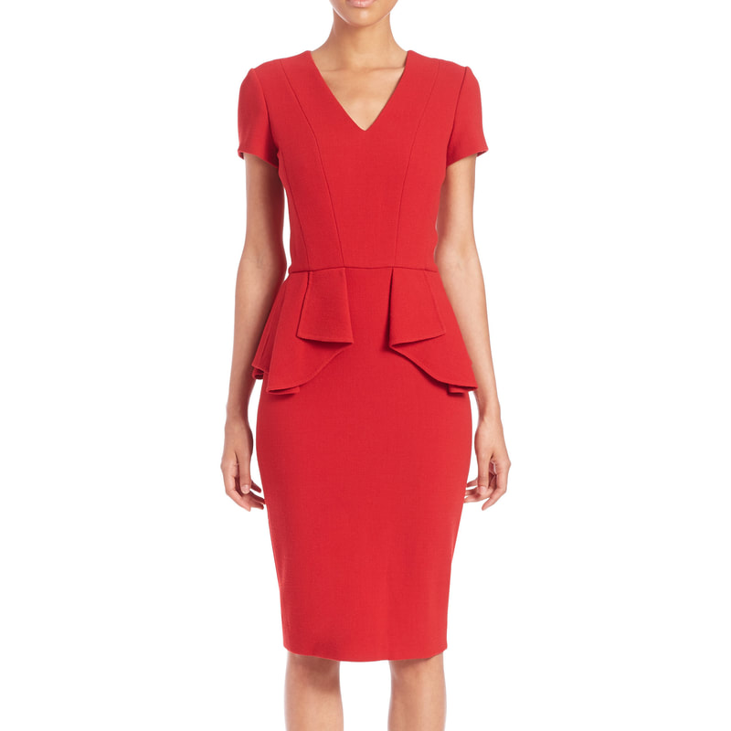 ​Carolina Herrera Stretch-Wool Peplum Dress in Red