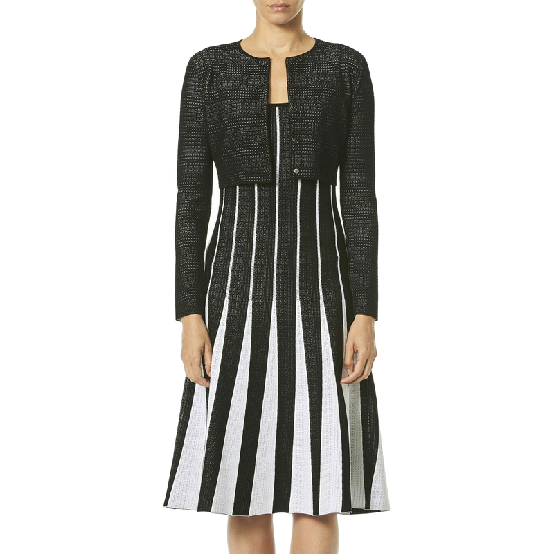 Carolina Herrera New York Resort 2019 Striped Knit Dress in Black & White