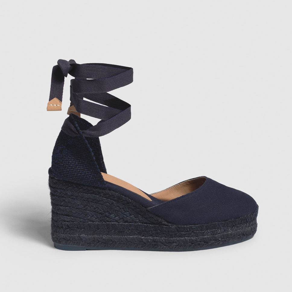 Castaner 'Carina' 90 Wedges in Navy Canvas