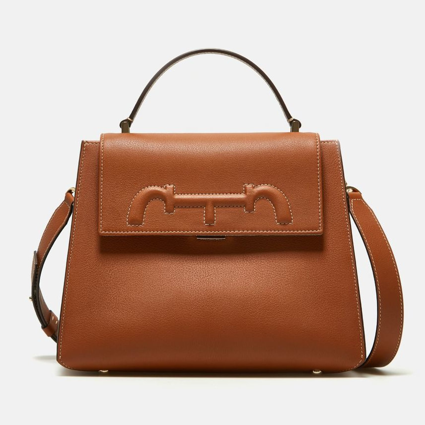 CH Carolina Herrera Doma Insignia Satchel bag in brown leather