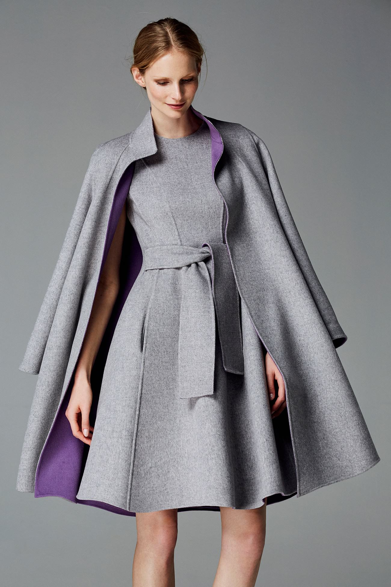 CH Carolina Herrera Fall 2016 grey wool coat and dress