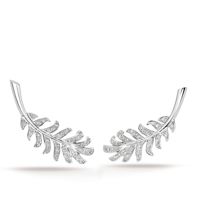 Chanel Plume Earrings in White Gold 