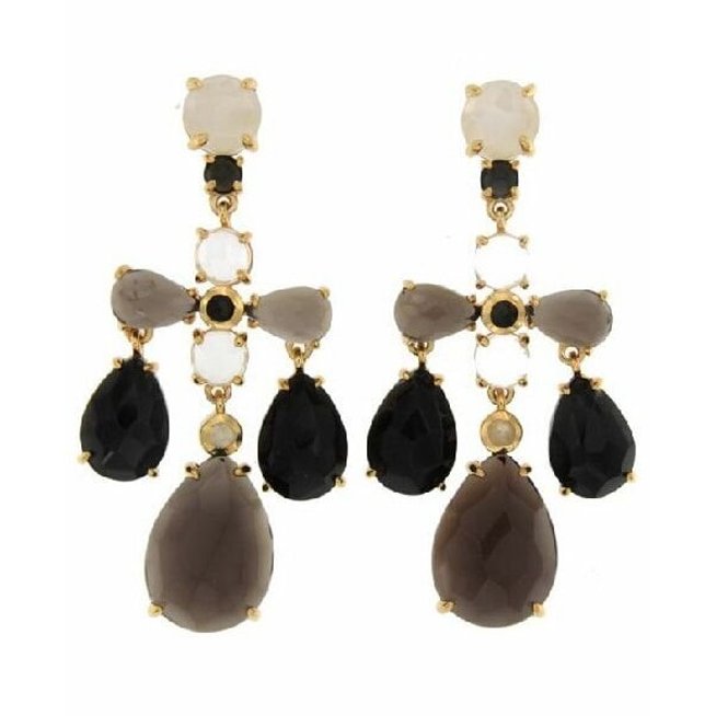 Coolook 'Geminis' Earrings in Smoky Quartz and Onyx