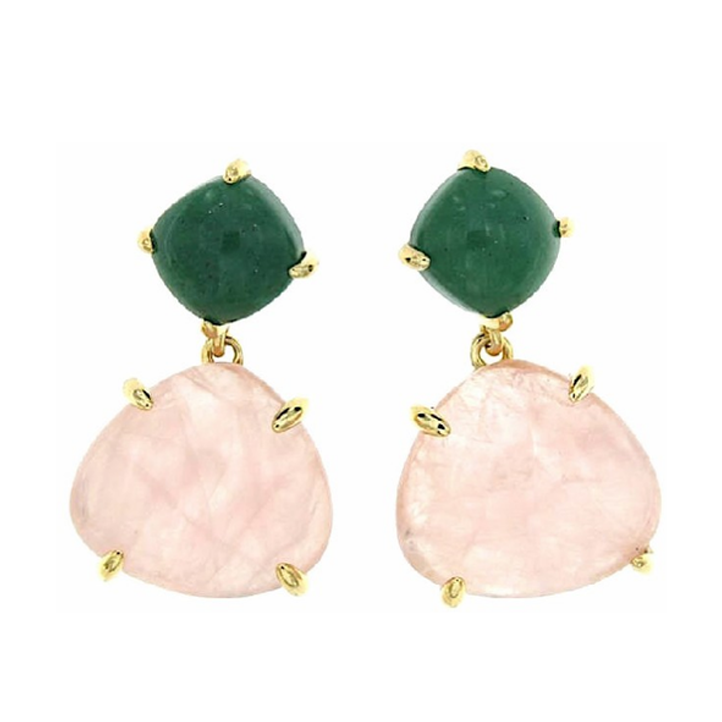 Coolook 'Sarin' Earrings in Aventurine & Pink Quartz