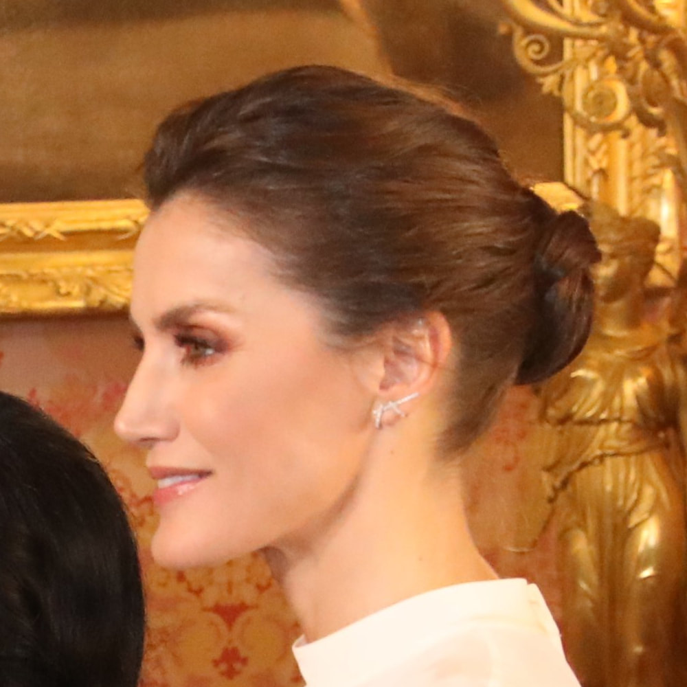 Queen Letizia wears Gold & Roses Double Dagger Earrings