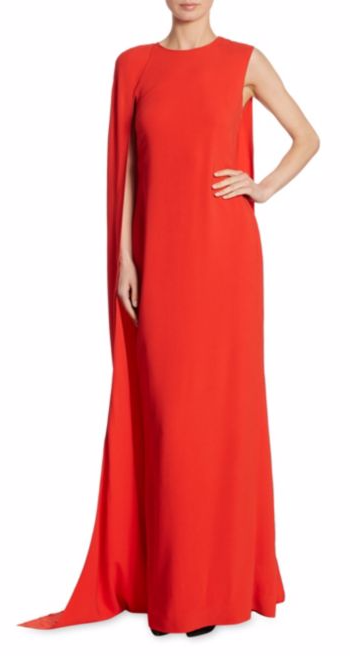 Stella McCartney Cecilia Cape Gown in Lipstick Red