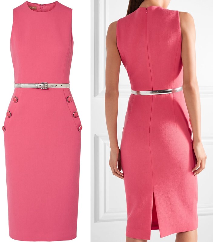 MICHAEL KORS COLLECTION pink embellished wool-blend bouclé midi dress 