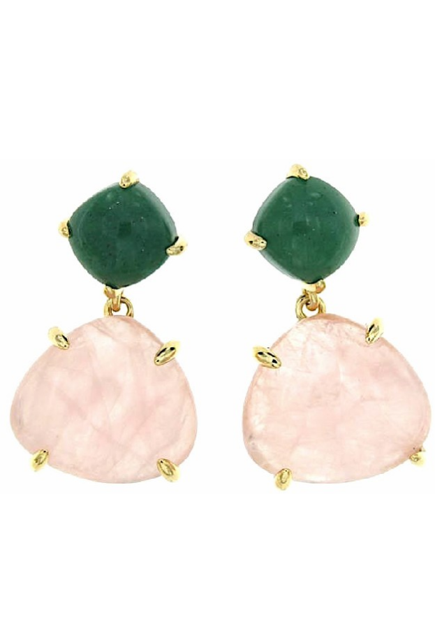 Coolook Sarin earrings with aventurine quartz and pink quartz stones