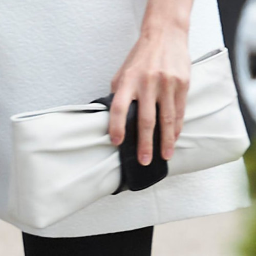 white & black Felipe Varela ruched clutch bag