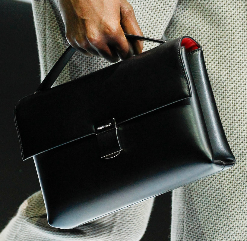 Giorgio Armani Fall 2016 ready-to-wear black leather top handle handbag