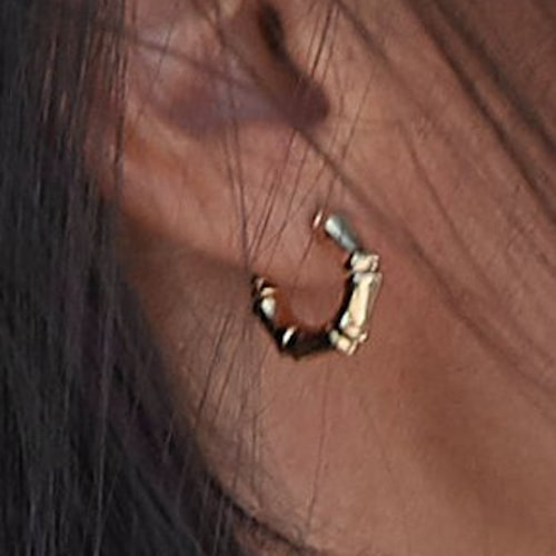 Queen Letizia wears gold bamboo design huggie hoop earrings