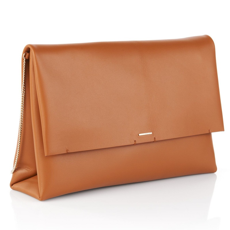 Hugo Boss BOSS Luxury Staple C brown leather clutch bag