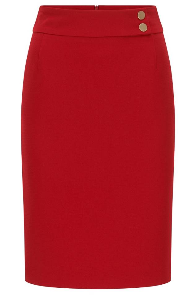 Hugo Boss BOSS 'Vasela' red slim-fit pencil skirt in structured crepe