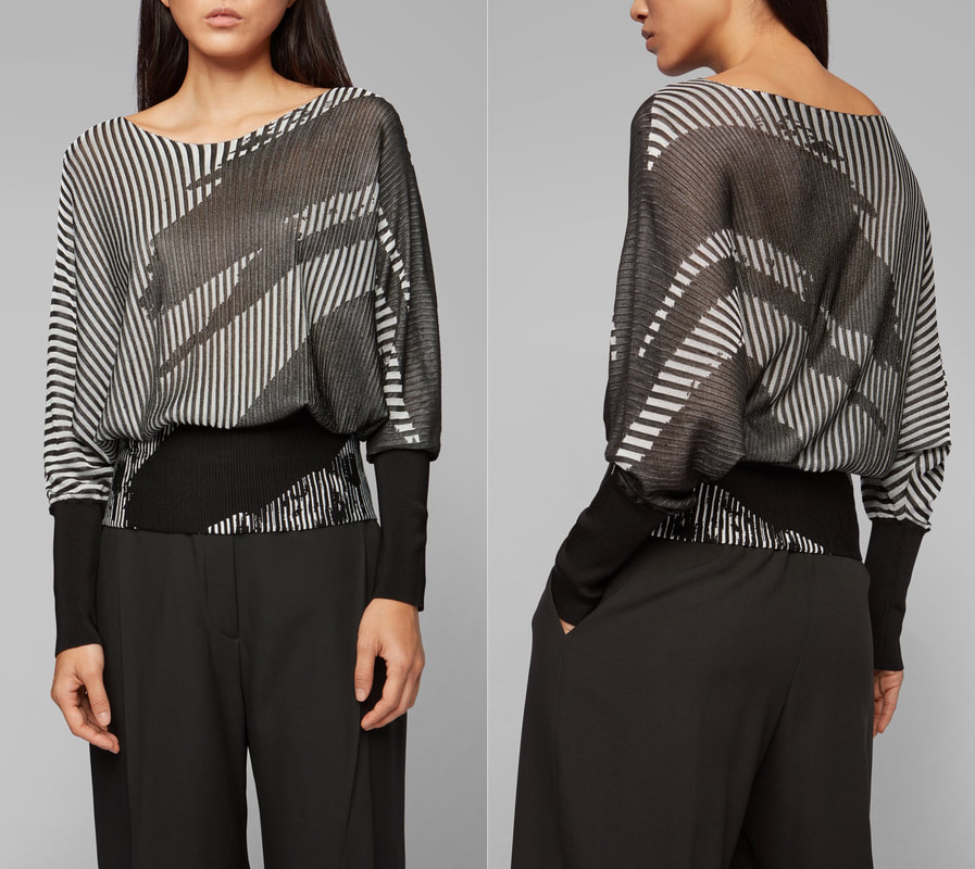 Hugo Boss Fanaia wide-neck sweater with two-tone jacquard pattern