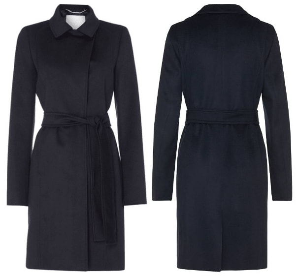 Hugo Boss 'Canika1' Belted Wool Coat with an added faux fur collar