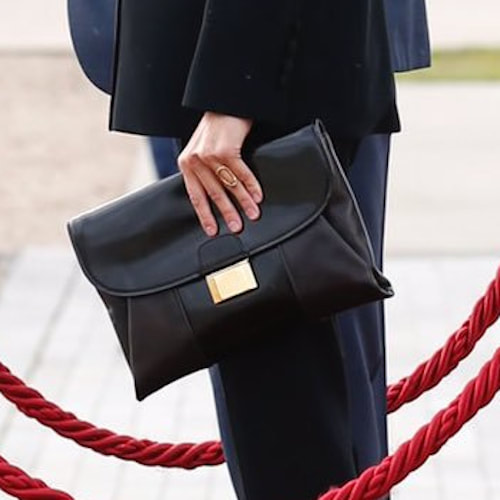 Queen Letizia carries Hugo Boss 'Fanila' clutch