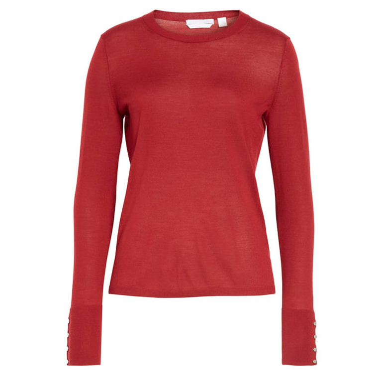 Hugo Boss 'Frankie' Cuff Detail Wool Sweater in Deep Red