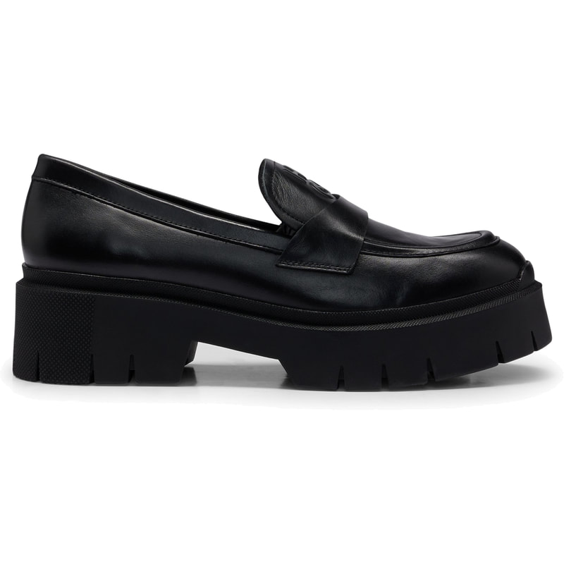 Hugo Boss 'Kris' Chunky-Sole Loafers in Black Leather