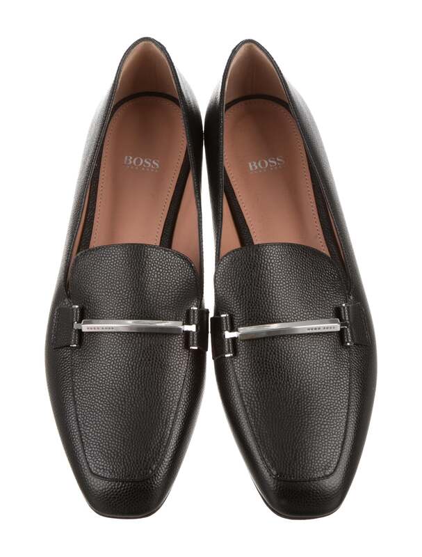 Hugo Boss Lara black pebbled leather loafers