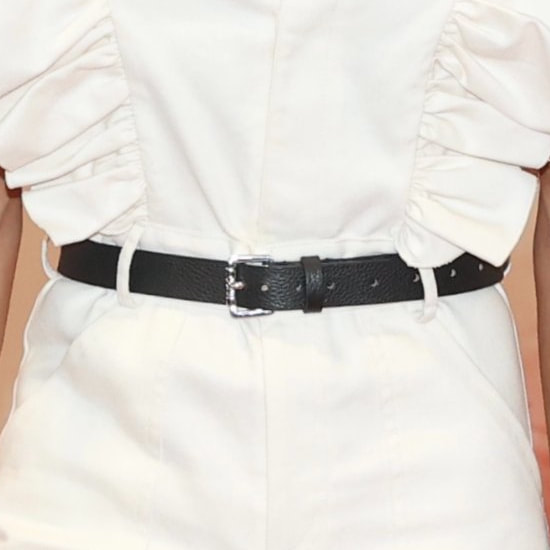 Queen Letizia wears Hugo Boss 'Mayfair' Black Grainy Italian-leather belt with roller buckle