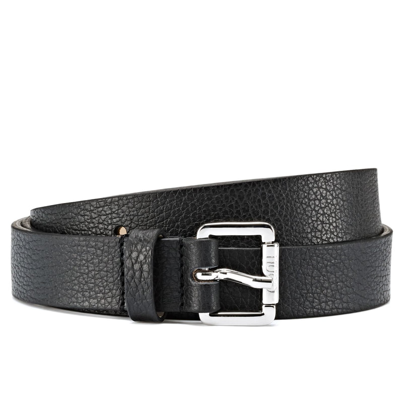 Hugo Boss 'Mayfair' Black Grainy Italian-leather belt with roller buckle