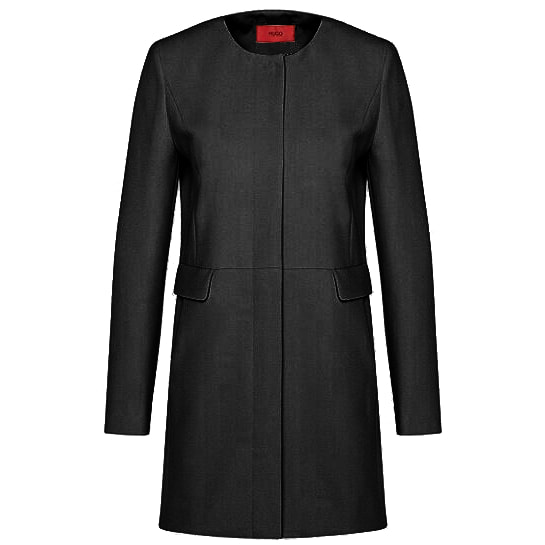 Hugo Boss Mele Collarless Coat in Black