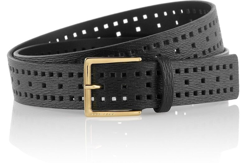 Hugo Boss 'Nali' black perforated belt