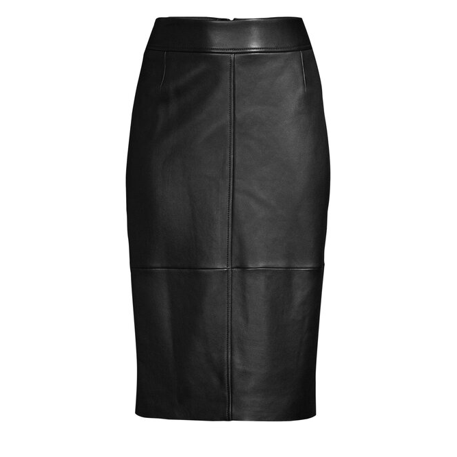 Hugo Boss Selrita Pencil Skirt in Black Lambskin-Leather - Queen ...