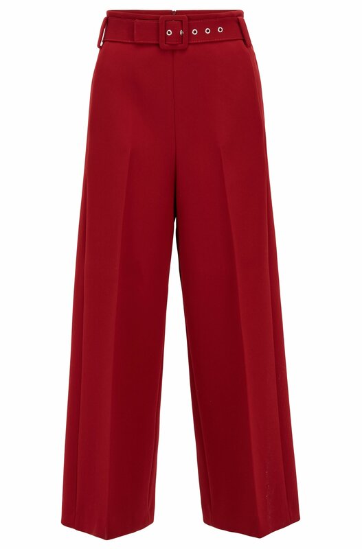 Hugo Boss Trima dark red cropped wide-leg trousers