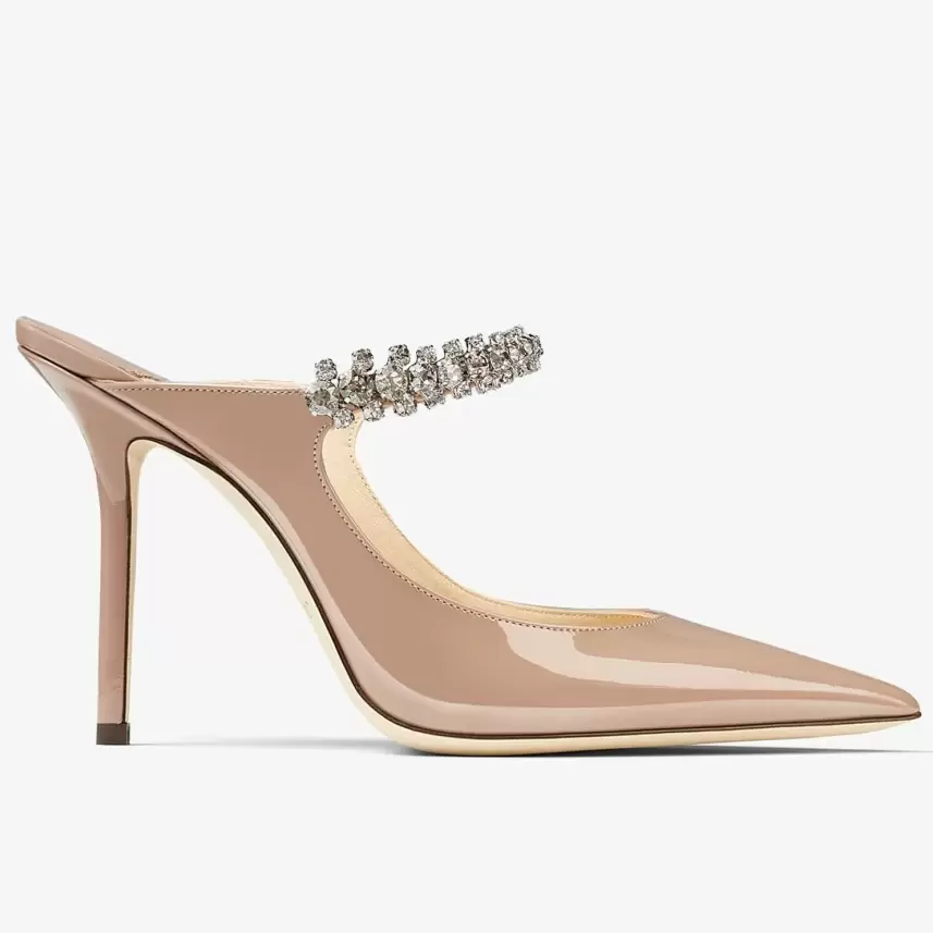 Jimmy Choo Bing 100 Patent Leather Mules in Ballet Pink