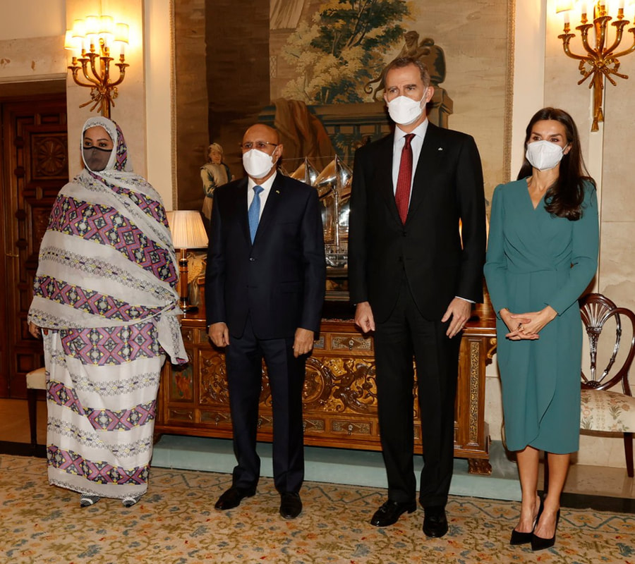 King Felipe VI and Queen Letizia of Spain hosted a luncheon at Zarzuela Palace in honor of the President of the Islamic Republic of Mauritania on 17 March 2022