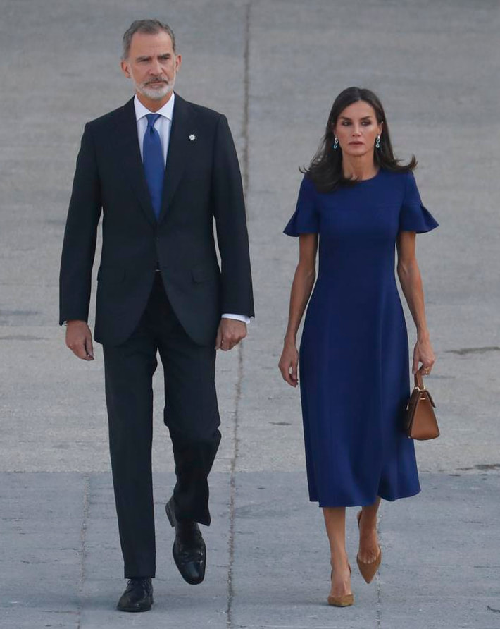 King Felipe VI and Queen Letizia attended a State tribute to the victims of Covid-19 at the Plaza de la Armería of the Royal Palace of Madrid on 15 July 2022