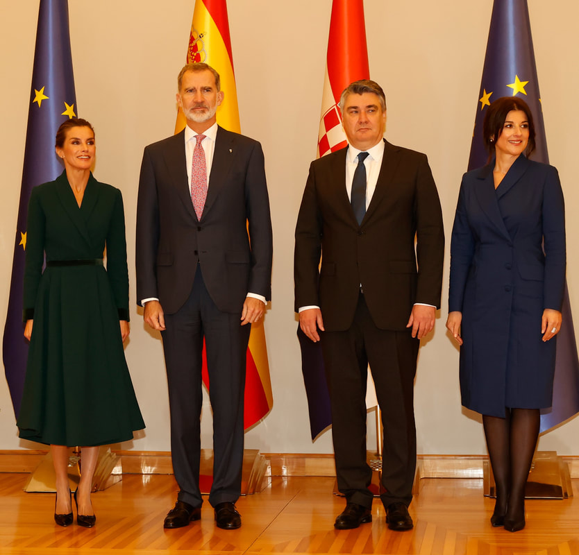 King Felipe VI and Queen Letizia of Spain are welcomed to Croatia by President Zoran Milanović and First Lady Sanja Musić Milanović on 16th November 2022