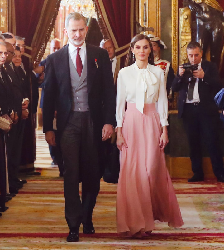 King Felipe VI and Queen Letizia of Spain hosted the annual new year reception for the Diplomatic Corps accredited in Spain at the Royal Palace of Madrid on 25th January 2023.
