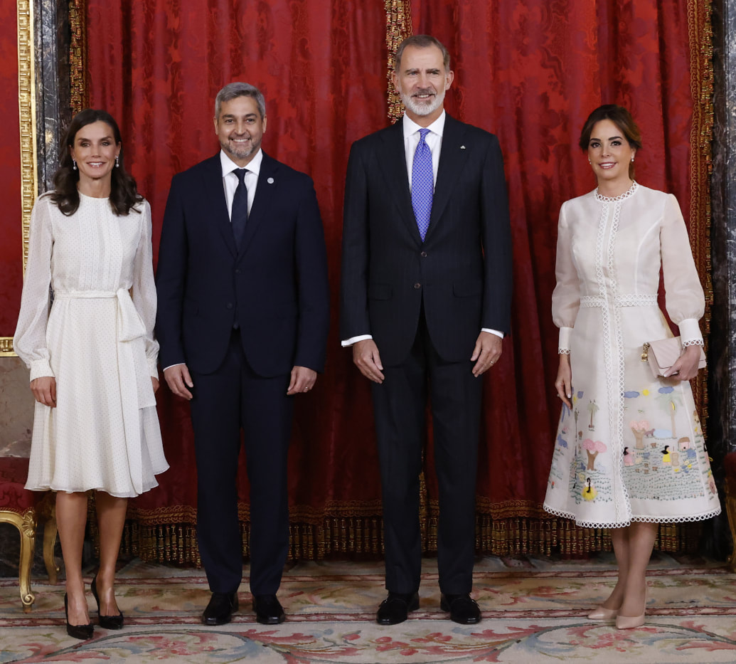 King Felipe VI and Queen Letizia of Spain hosted a luncheon at the Royal Palace of Madrid in honour of the President of Paraguay, Mario Abdo Benítez, and the First Lady, Silvana López Moreira on 4th November 2022.