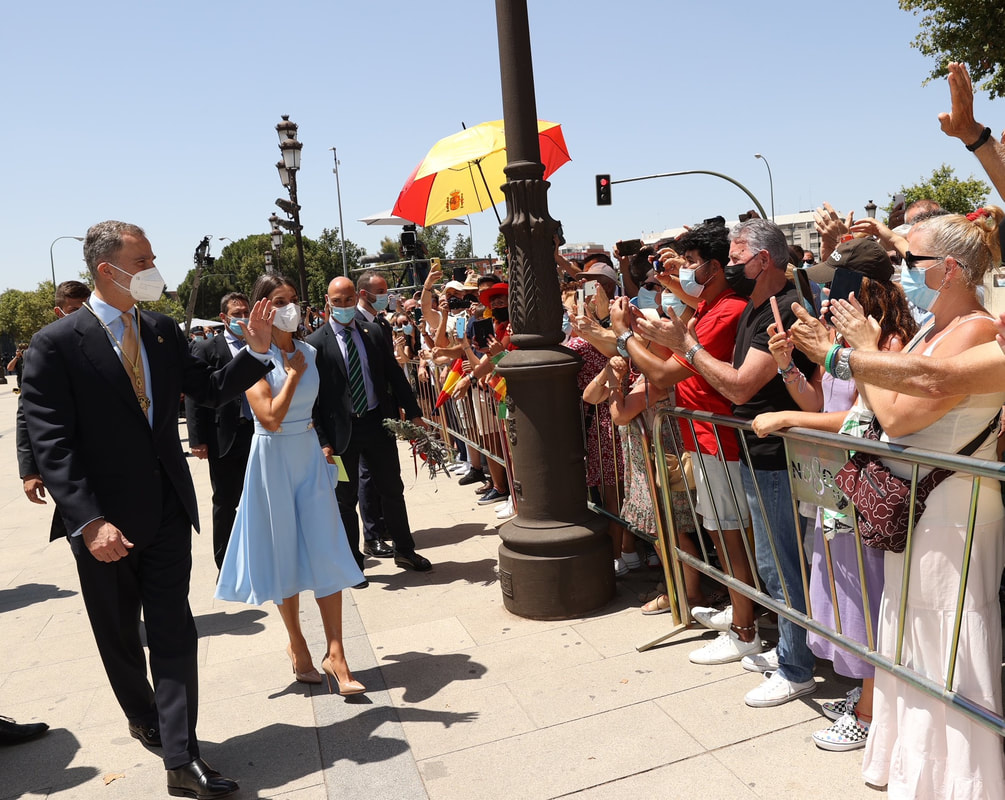 King Felipe VI and Queen Letizia greet crowds in Seville on 14 June 2021