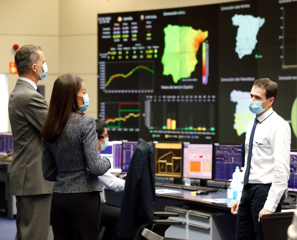 King Felipe VI and Queen Letizia visited the Electrical System Control Centre of Red Eléctrica de España in Madrid on 7 May 2020