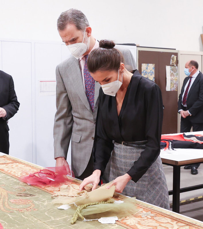 King Felipe VI and Queen Letizia of Spain visited the Real Fábrica de Tapices (Royal Tapestry Factory), on the occasion of its 300th anniversary in Madrid on 16 March 2021