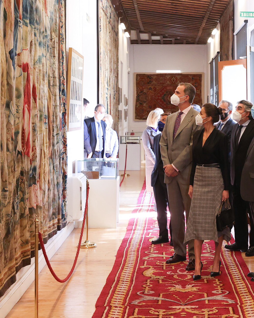 King Felipe VI and Queen Letizia of Spain visited the Real Fábrica de Tapices (Royal Tapestry Factory), on the occasion of its 300th anniversary in Madrid on 16 March 2021