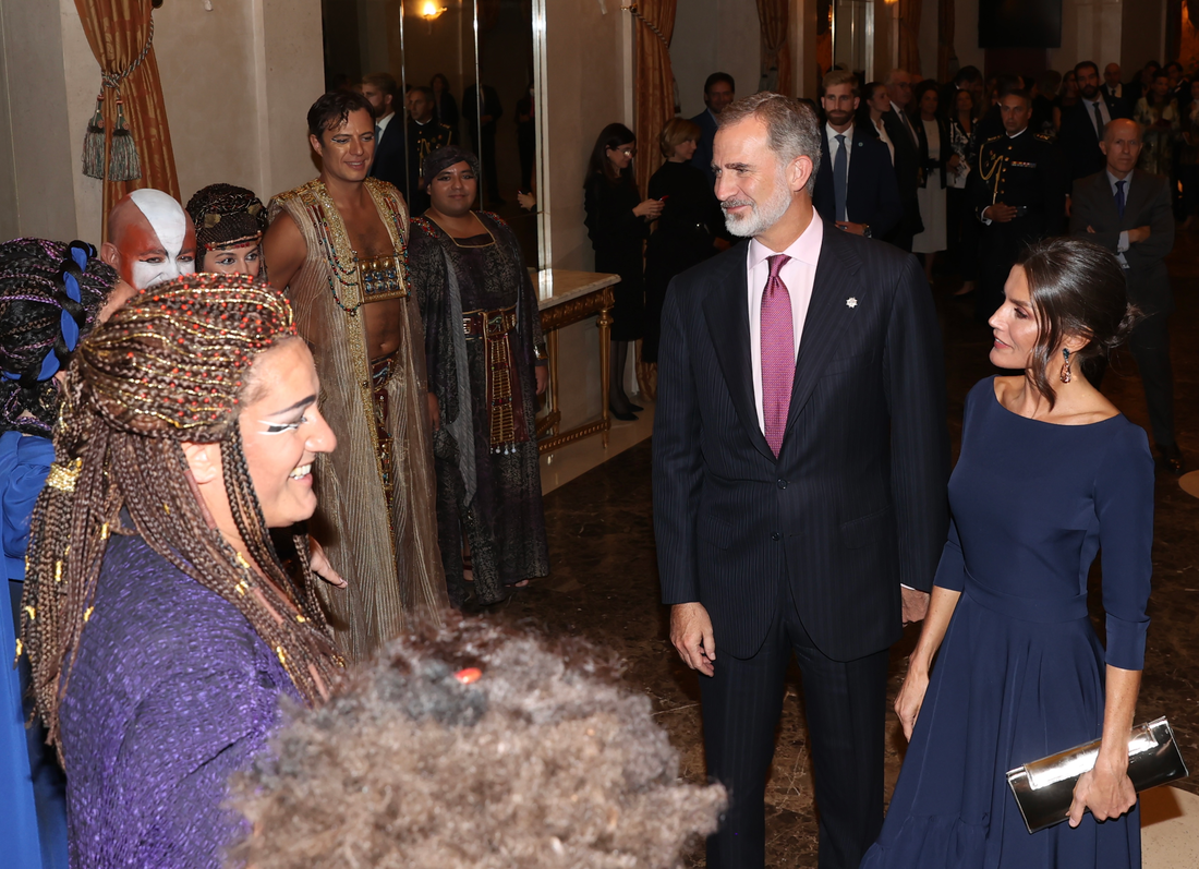 King Felipe VI and Queen Letizia of Spain presided over the premiere of the opera “Aída” by Giuseppe Verdi, on the occasion of the inauguration of the 2022/2023 opera season at the Teatro Real in Madrid on 24th October 2022