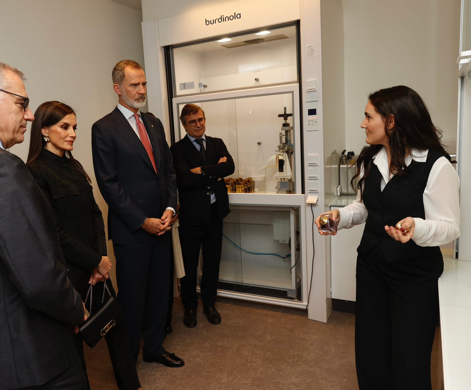 King Felipe and Queen Letizia tour Puig-T2 Tower in Barcelona on 14 February 2024