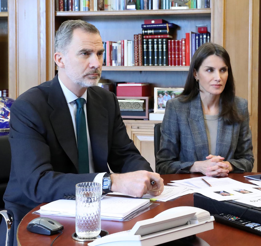 King Felip VI and Queen Letizia of Spain hold video conference with WHO on 8 April 2020