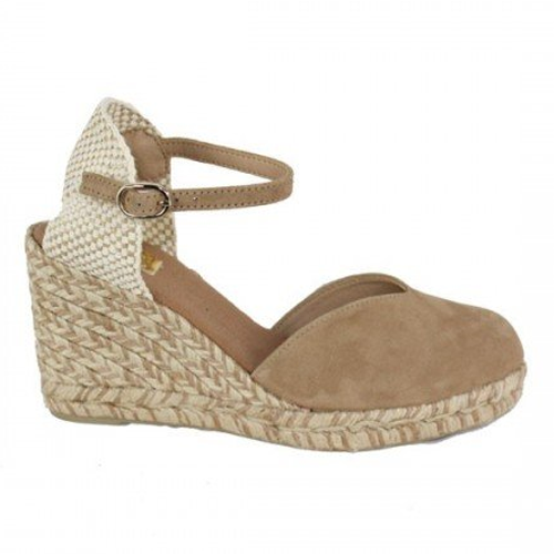 Lolas Ankle Strap Espadrille Wedges in Tan
