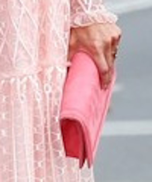 bubblegum pink Magrit suede clutch bag