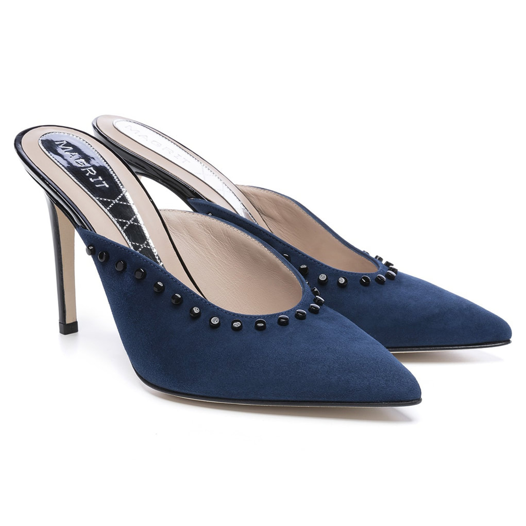 Magrit 'Cristina' Mules in Blue Suede