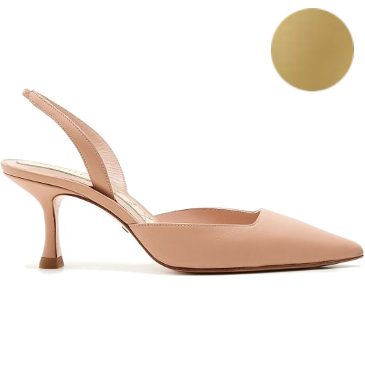 Magrit Marian Slingback Pump in Gold Specchio Leather